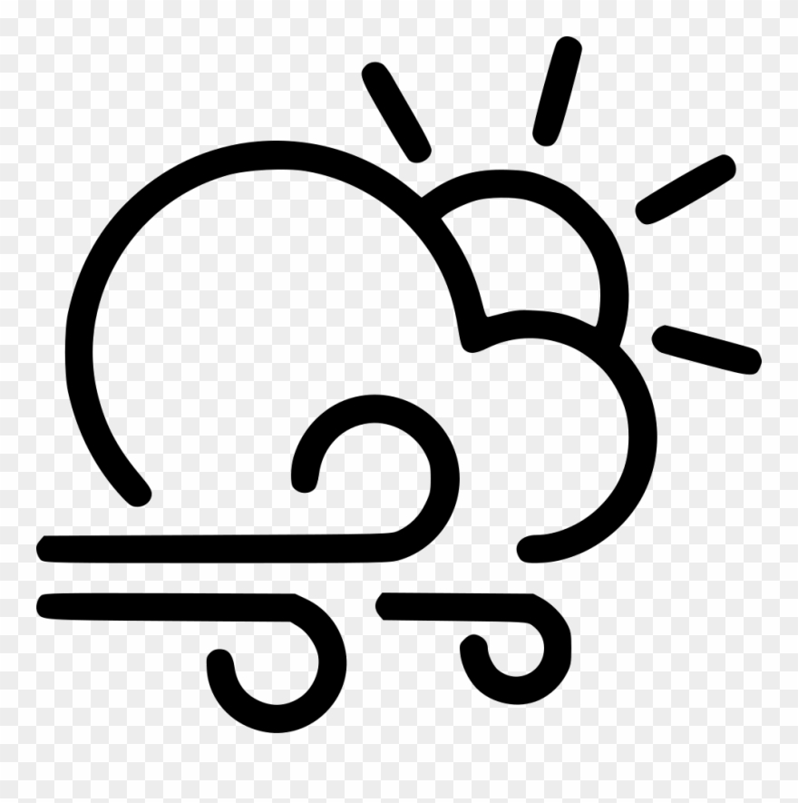 Day Gusts Cloud Wind Sun Comments - Clouds And Wind Clipart Black And White - Png Download