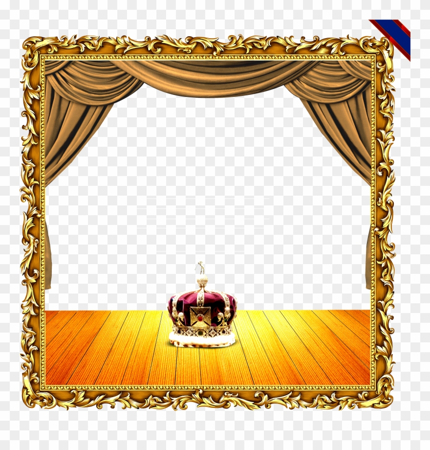 Curtain Luxurious Golden Frame Collection Creative Clipart