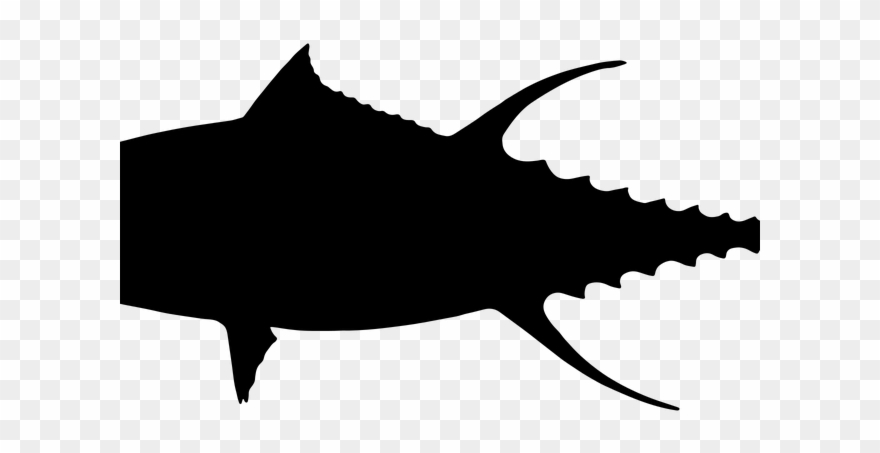 Shadow Clipart Fishing - Yellowfin Tuna Black And White - Png Download
