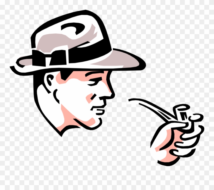 Vector Illustration Of 1950's Vintage Style Businessman - Homem Fumando Cachimbo Desenho Clipart