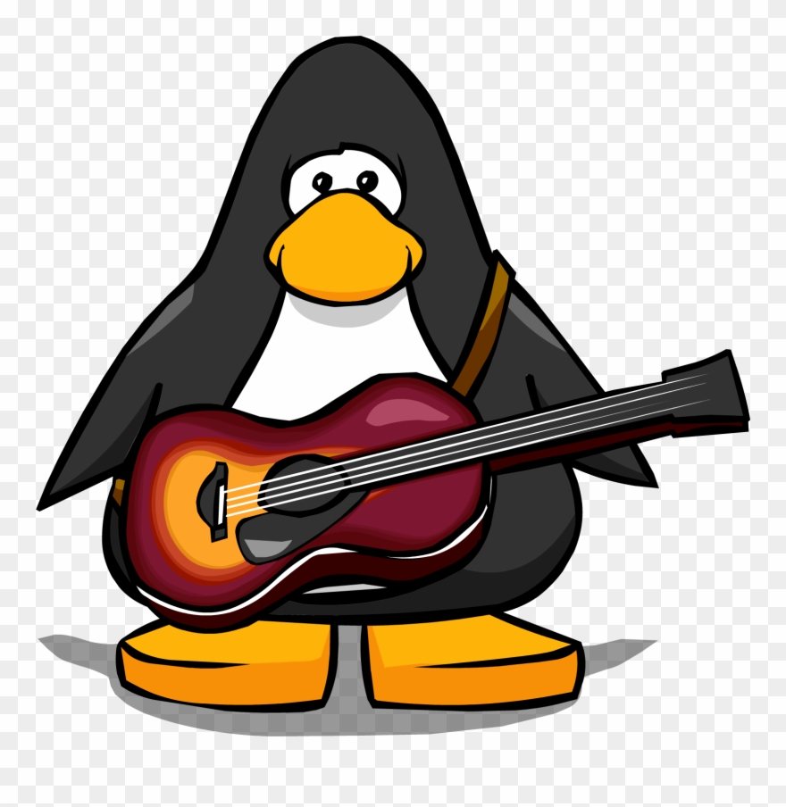 Acoustic Sunburst Guitar Pc - Penguin With Hard Hat Clipart