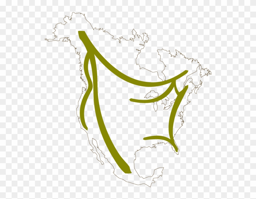 Simplified North America Map Showing Green Paths Of - Alaska Clipart