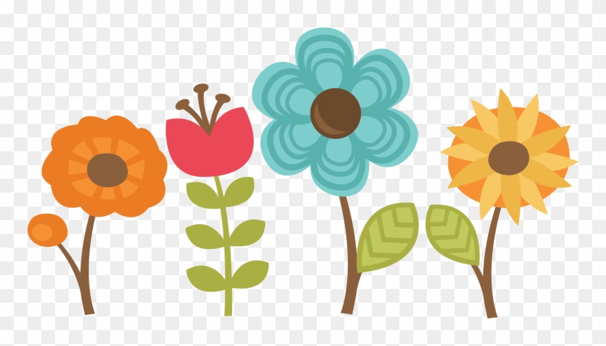 Flowers Set Of Cut Files For Scrapbooking - Set Of 4 Flowers Clipart