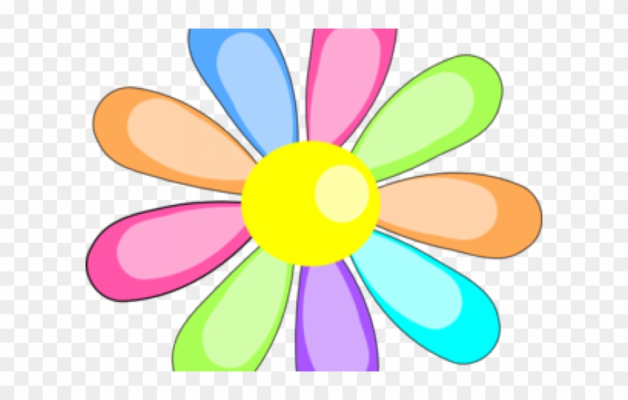 Easter Flower Clipart Rainbow Flower - Clip Art - Png Download