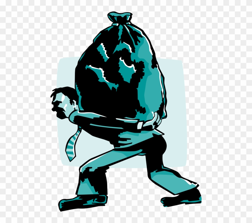 Vector Illustration Of Businessman Carrying Garbage - Man Carrying Garbage Bag Clipart