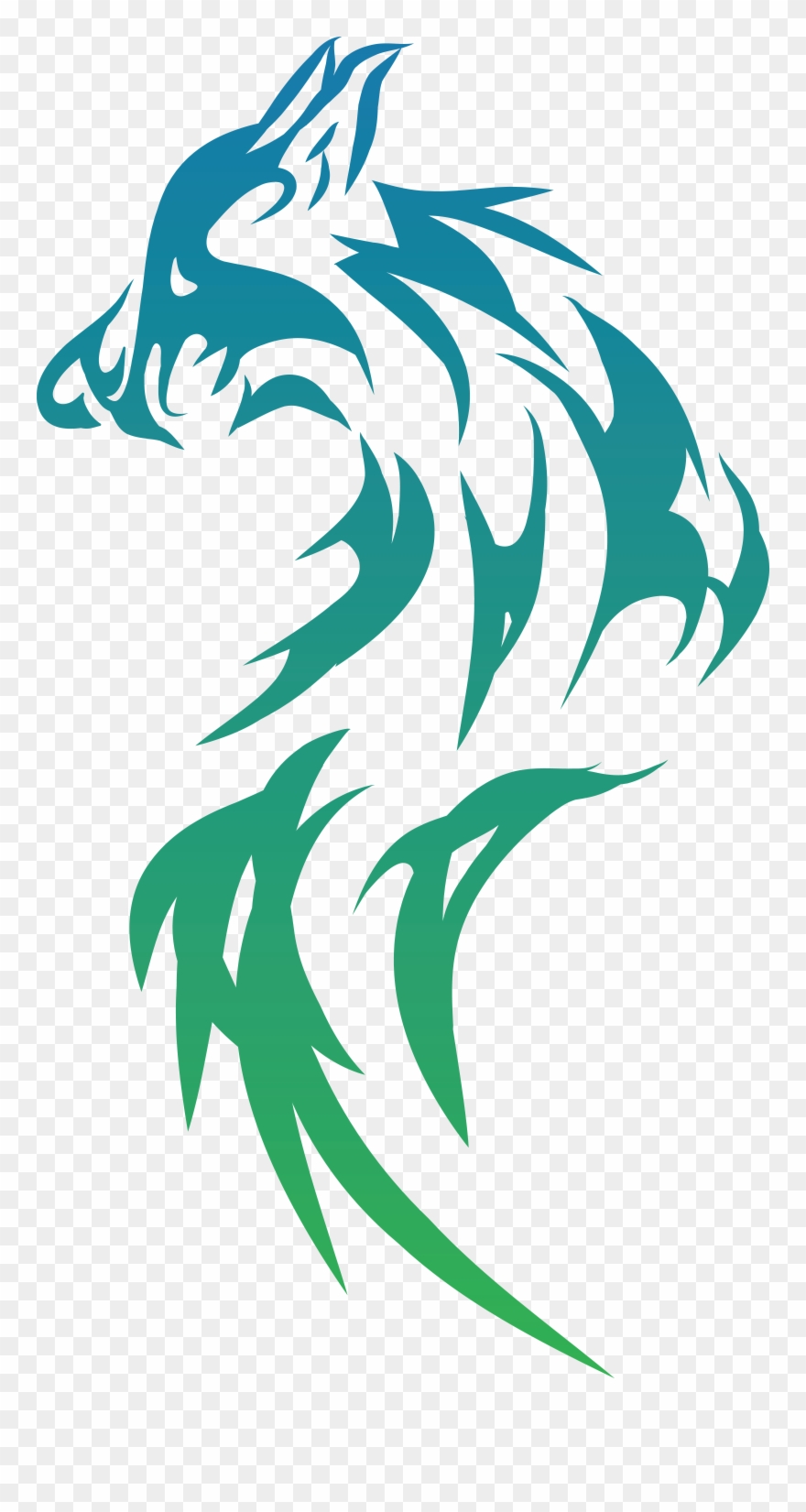 Free Clipart Of A Gradient Tribal Wolf - Fox 5'x7'area Rug - Png Download