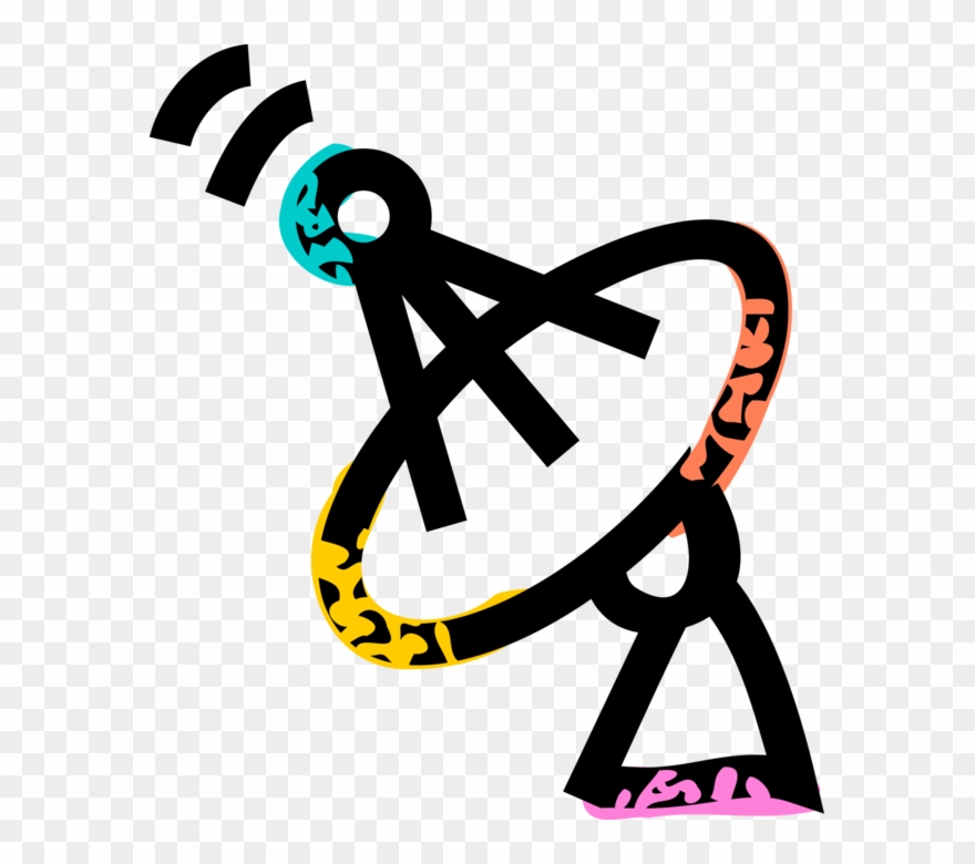 Vector Illustration Of Satellite Dish Parabolic Antenna - Communication Clipart
