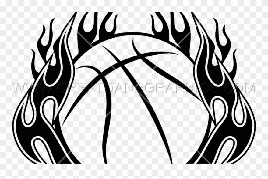 19 Flames Clip Black And White Line Drawing Huge Freebie - Basketball Ball Vector Fire - Png Download