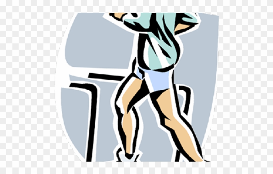 Treadmill Clipart - Cartoon Man Running On Treadmill - Png Download