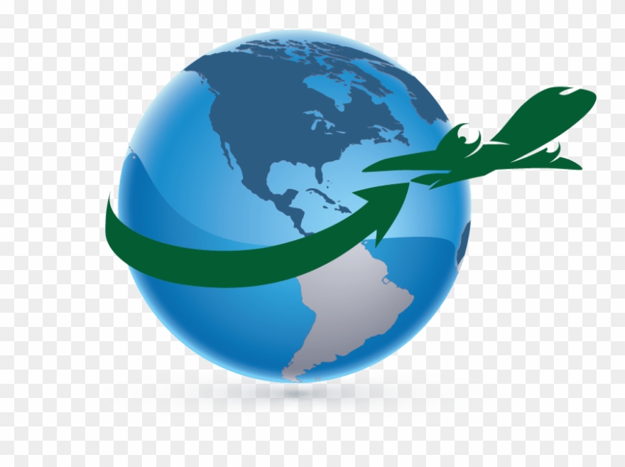 Design Free Logo Travel - Globe With Airplane Logo Clipart