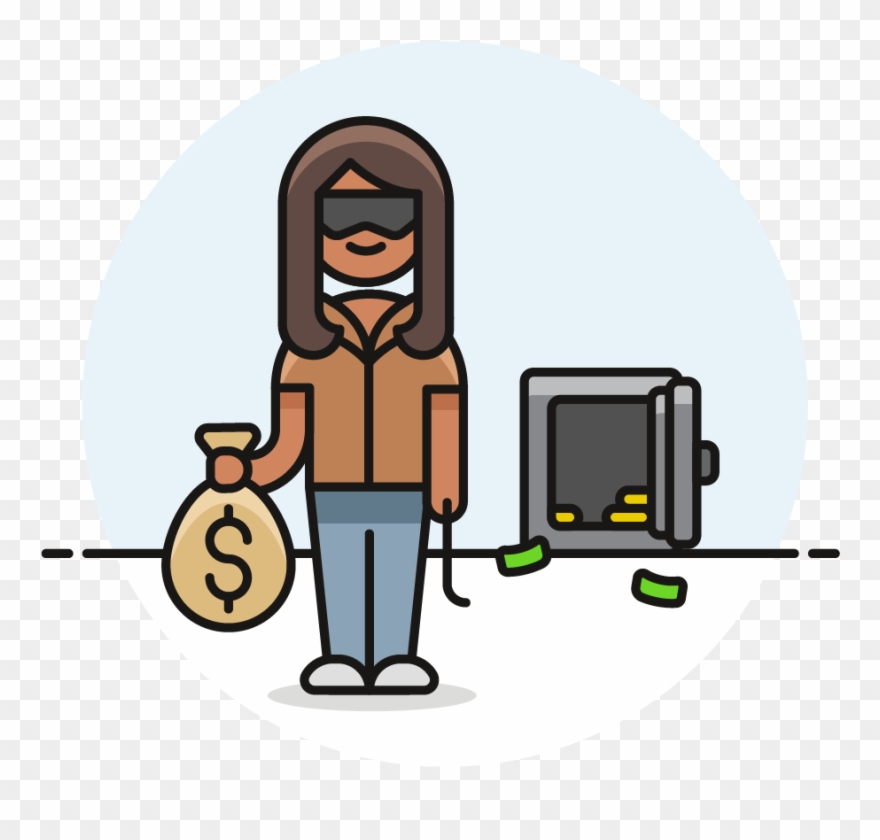 04 Thief Stealing Safe Female African American - Theft Clipart