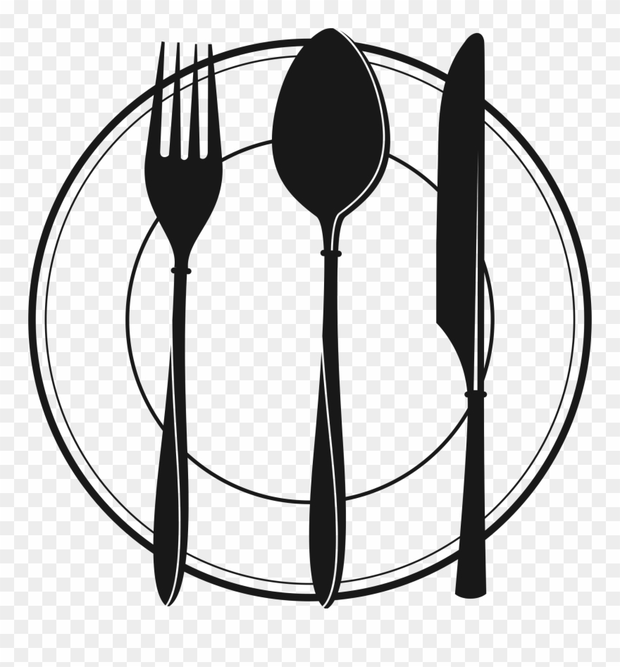 Clipart Restaurant Spoon - Cutlery Clipart Black And White - Png Download