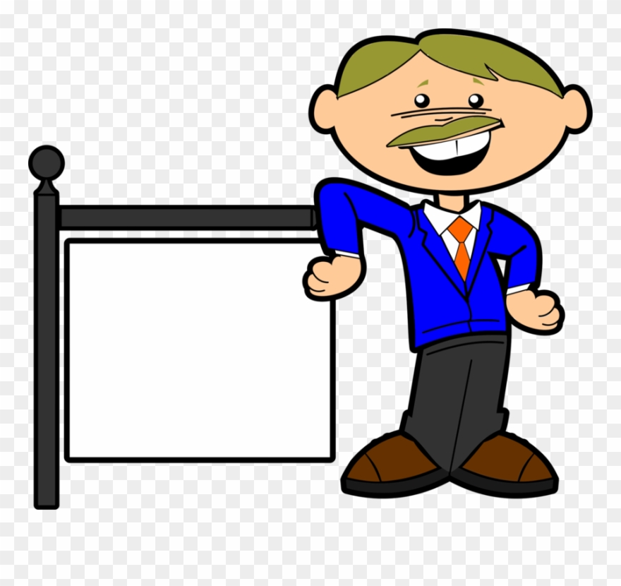 Cartoon Drawing Computer Icons Comics Portrait - Cartoon Man With Sign Clipart