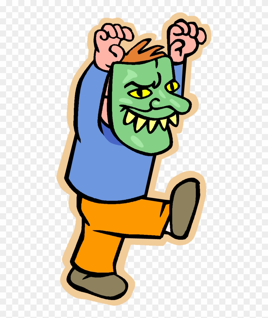 Putting A Mask On Fake Starving Known As Hunger - Cartoon Wearing A Mask Clipart