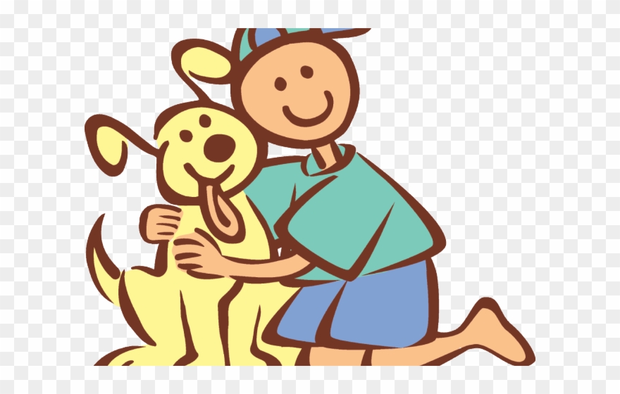 Dogs Clipart Hug - Person Hugging Dog Cartoon - Png Download