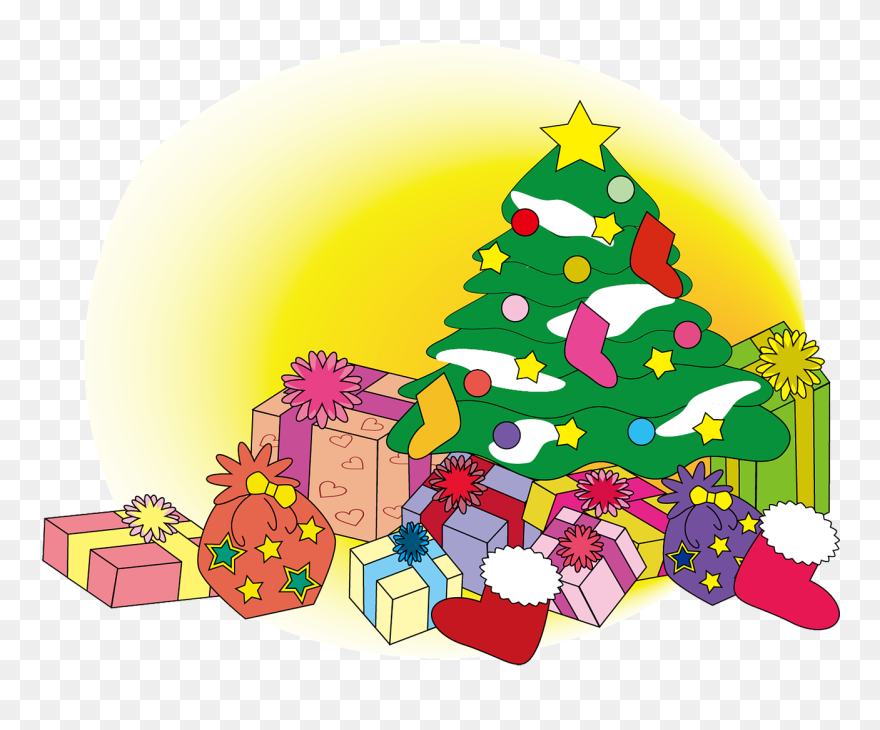 Christmas, Winter, Tree, Gift - Christmas Tree And Gifts Clip Art - Png Download