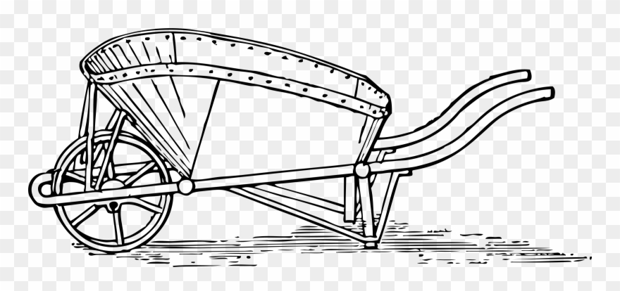 Big Image - Wheelbarrow Clipart Black And White - Png Download
