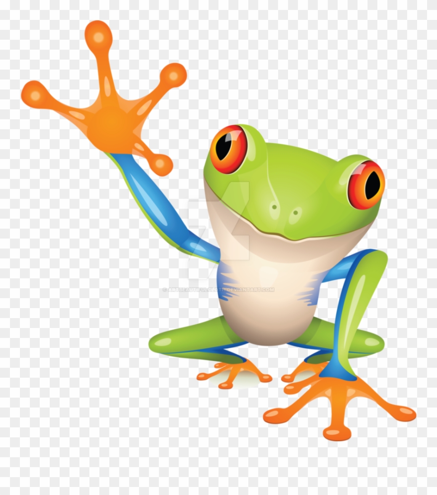 Banner Black And White Colorful Frogs Clipart - Green Tree Frog Cartoon - Png Download