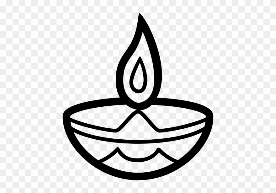 Diwali Oil Lamp Rubber Stamp - Deepavali Oil Lamp Clipart - Png Download
