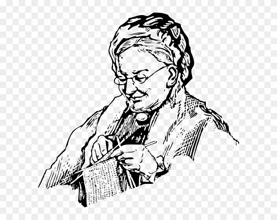 Woman, Knitting, Grandma, Old, Lady, Knit, Needles - Comma Can Save A Life Clipart
