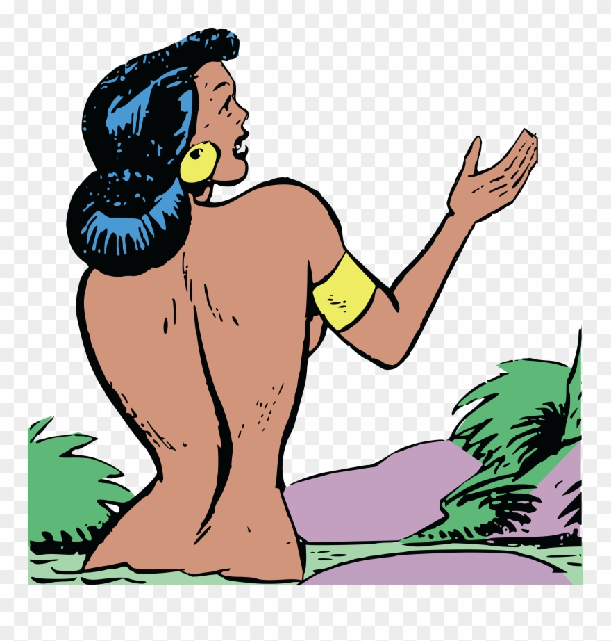 Free Clipart Of A Retro Woman Bathing In A River - Komik Untuk Perempuan - Png Download