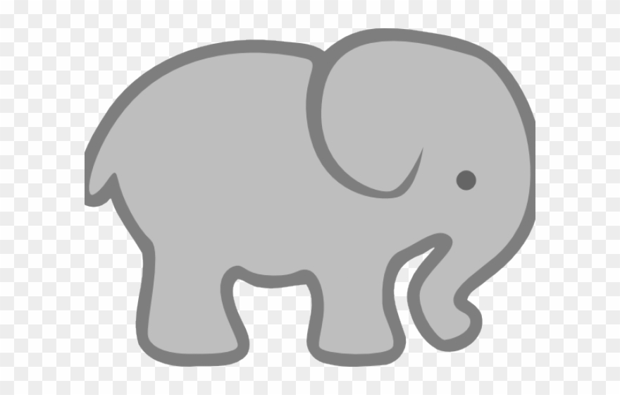 Grey Clipart Baby Elephant - Cartoon Animal Side View - Png Download