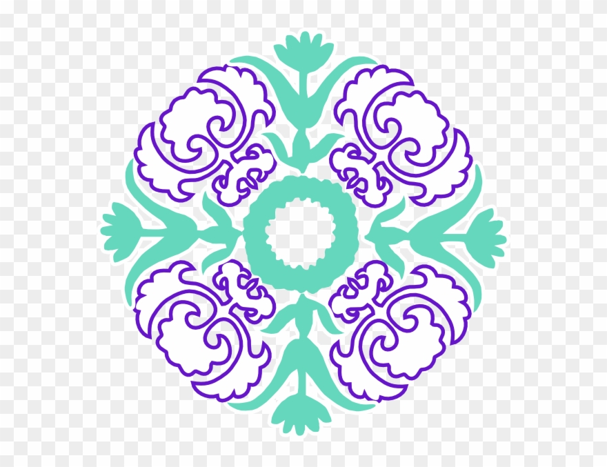 Damask Teal And Purple Clipart