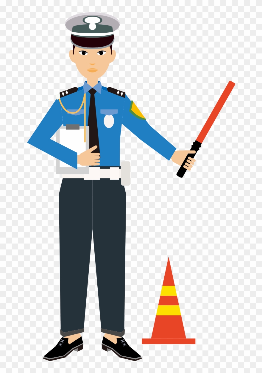 Officer Cartoon Painted Flat Transprent Png Free - Agente De Transito Animado Clipart
