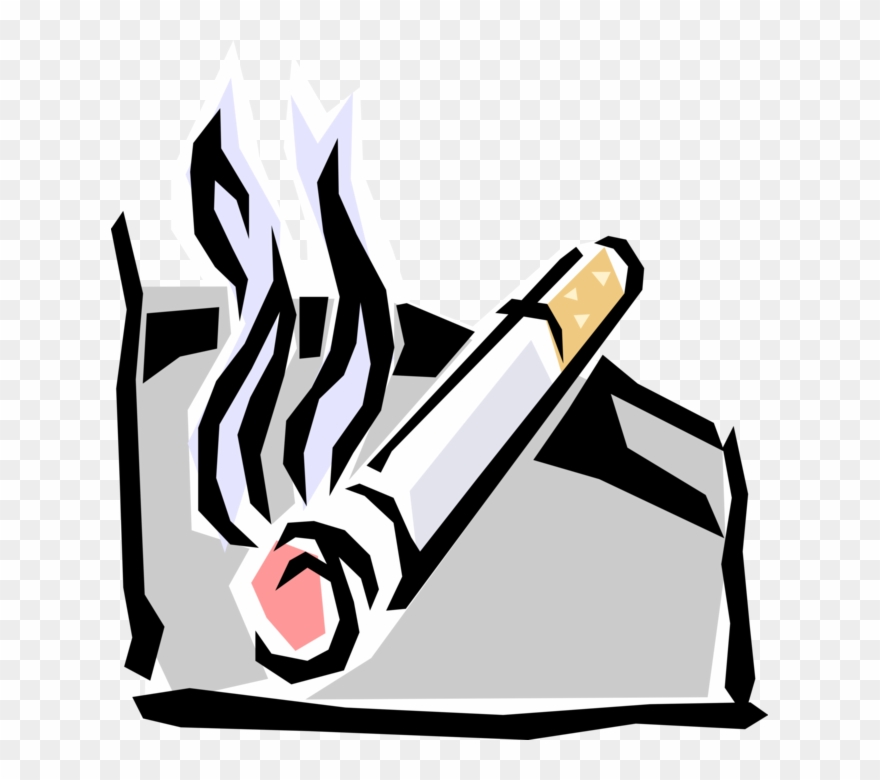 Vector Illustration Of Smoker's Cigarette In Ashtray Clipart