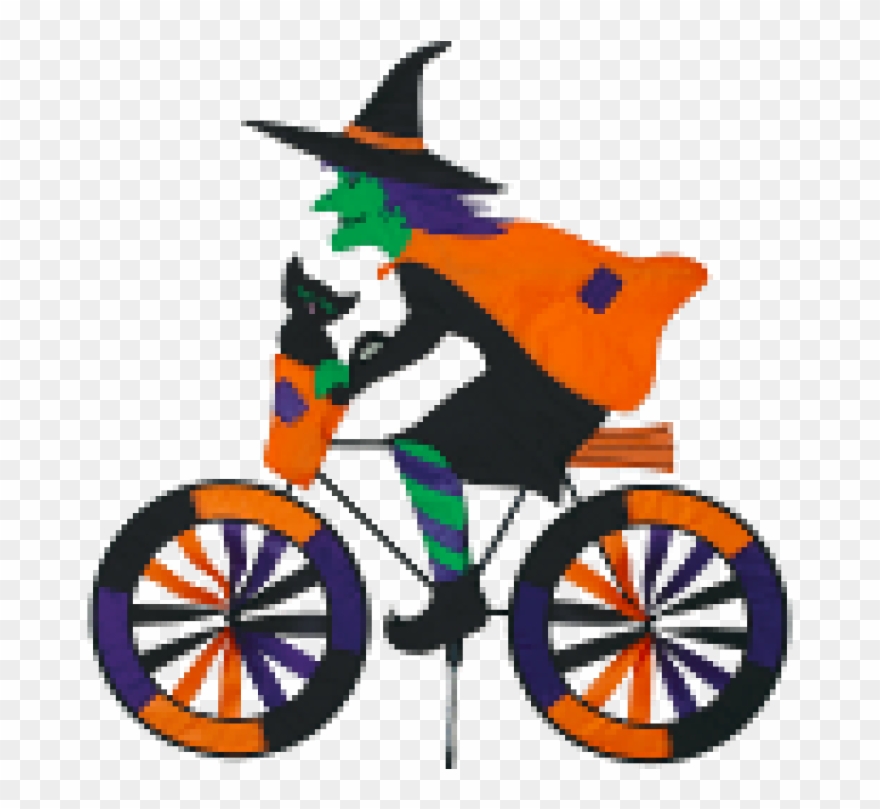 Clipart Bike Spin Bike - Premier Kites & Designs Witch On Bicycle Garden - Png Download