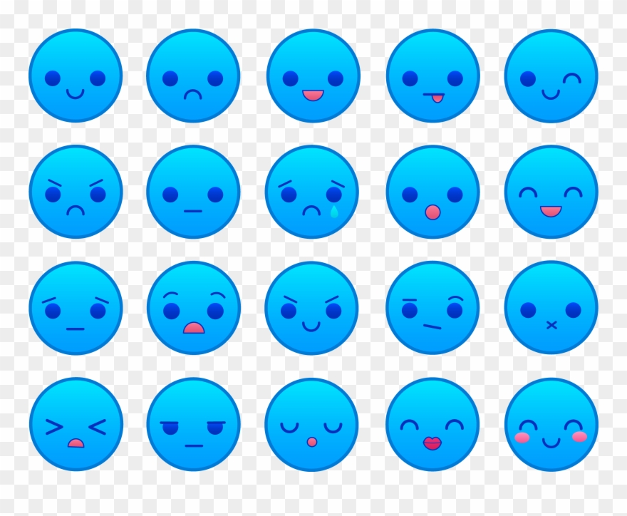 Blue Emoticons Set - Emoticon Blue Clipart