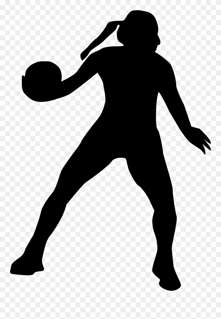 Court Clipart Black And White - Transparent Netball Silhouette - Png Download