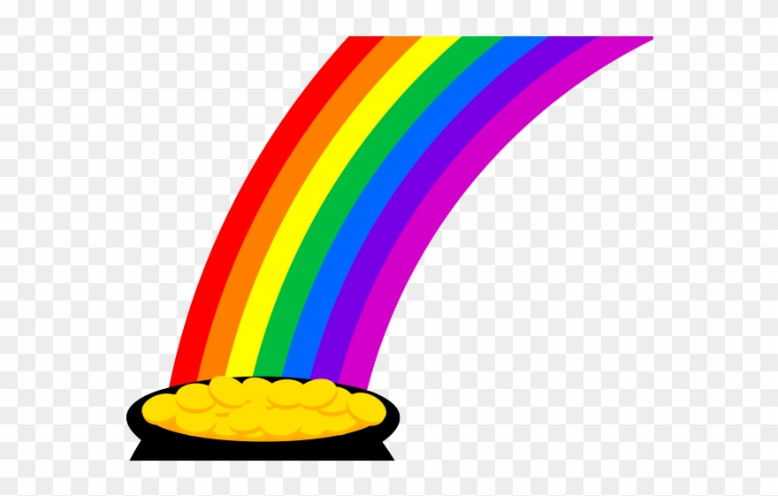 Rainbow And Pot Of Gold Clipart - Rainbow Pot Of Gold Drawings - Png Download