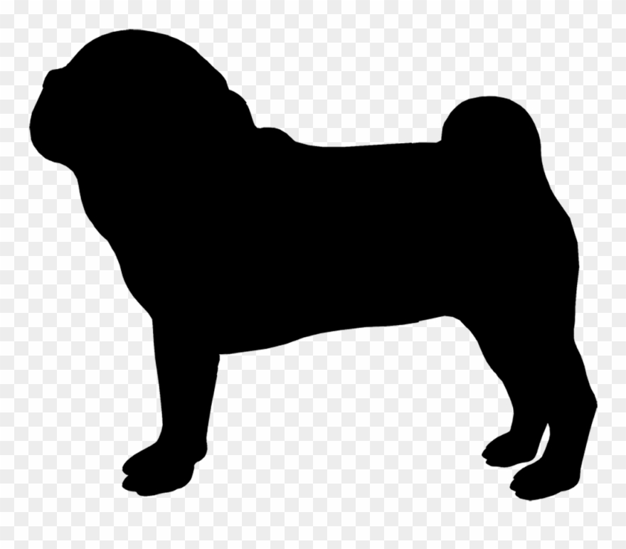 Clip Art Download Black Pug Clipart - Pug Silhouette Black And White - Png Download