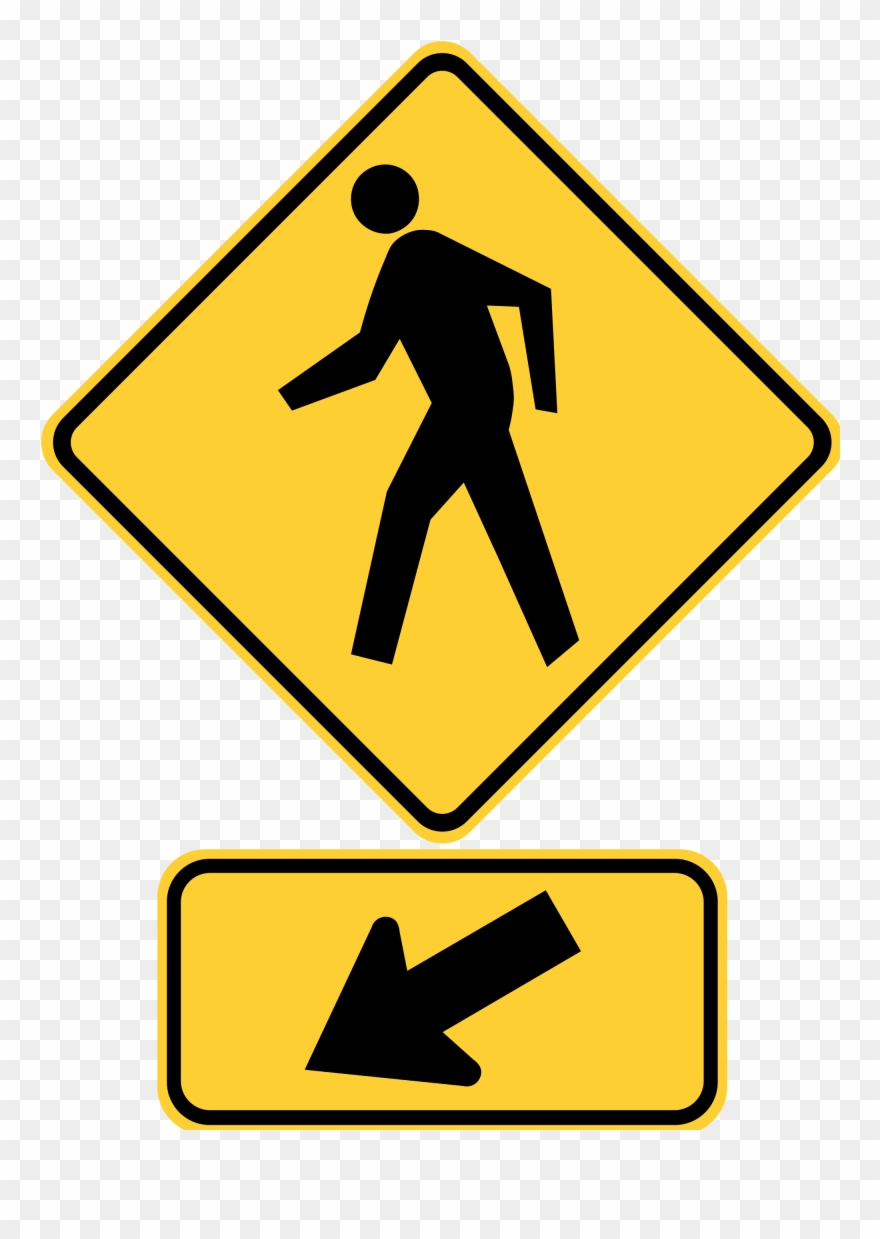 Open - Pedestrian Crossing Ahead Sign Clipart