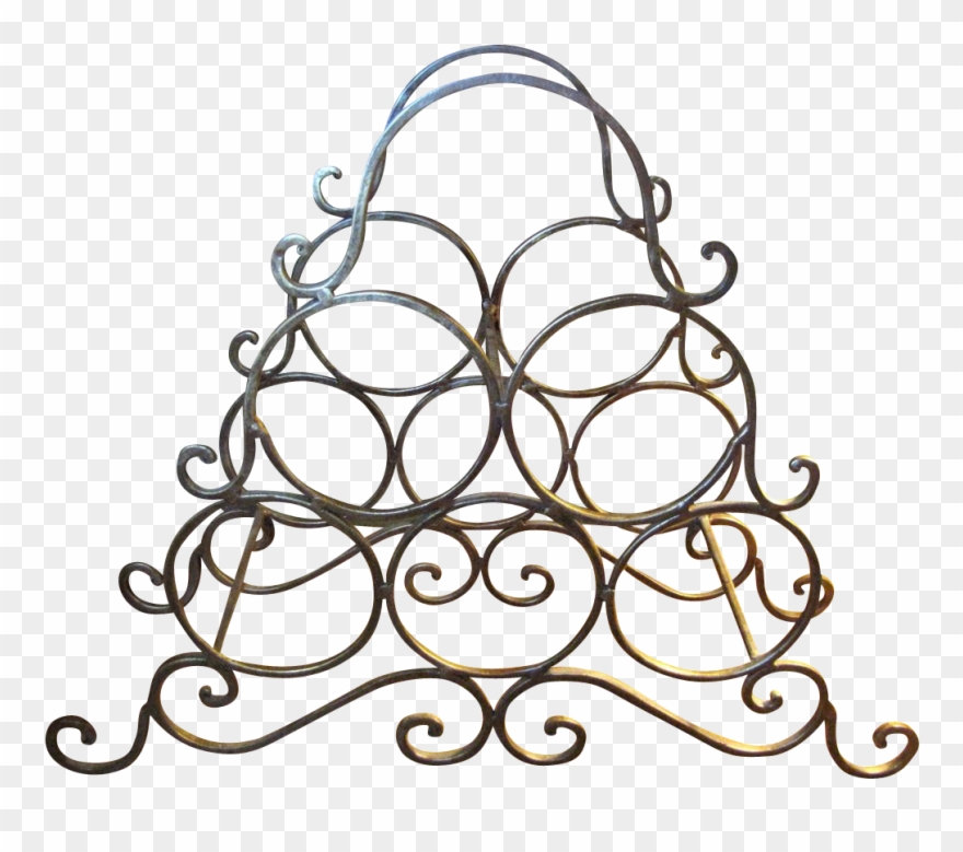 Nice Gilt Wrought Iron Wine Rack With Integral Handle - Wine Rack Clipart