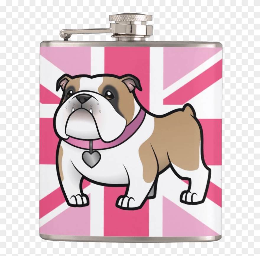 Cute Bulldog Pink Union Jack Hip Flask - Cmc Supplies Fun Stainless Steel Hip Flask Clipart