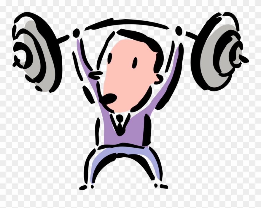 Vector Illustration Of Strongman Businessman Weightlifter - Olympic Weightlifting Clipart