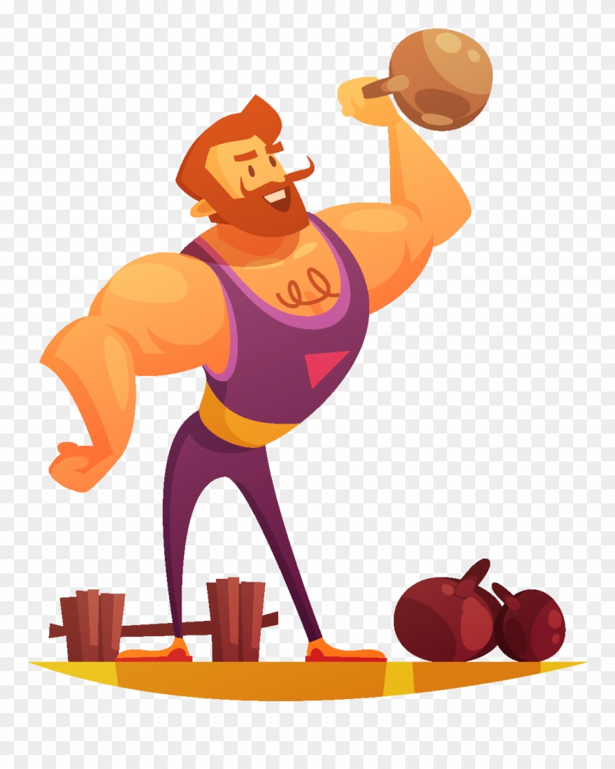 Hand Drawn Strong Man Weightlifting Elements - Афіша Цирк Силач Clipart