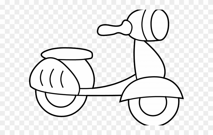 Scooter Clipart Coloring Page - Scooter Black And White Clipart - Png Download