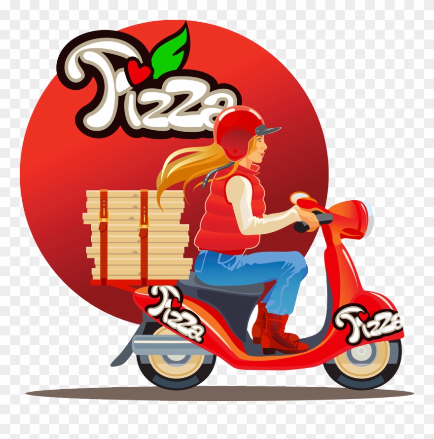 Pizza Motorcycle Beauty - Pizza Delivery Clipart