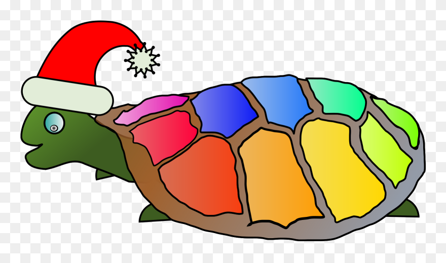 Funny Turtle With Santa Hat Christmas Xmas Stuffed - Funny Clip Art Animal - Png Download