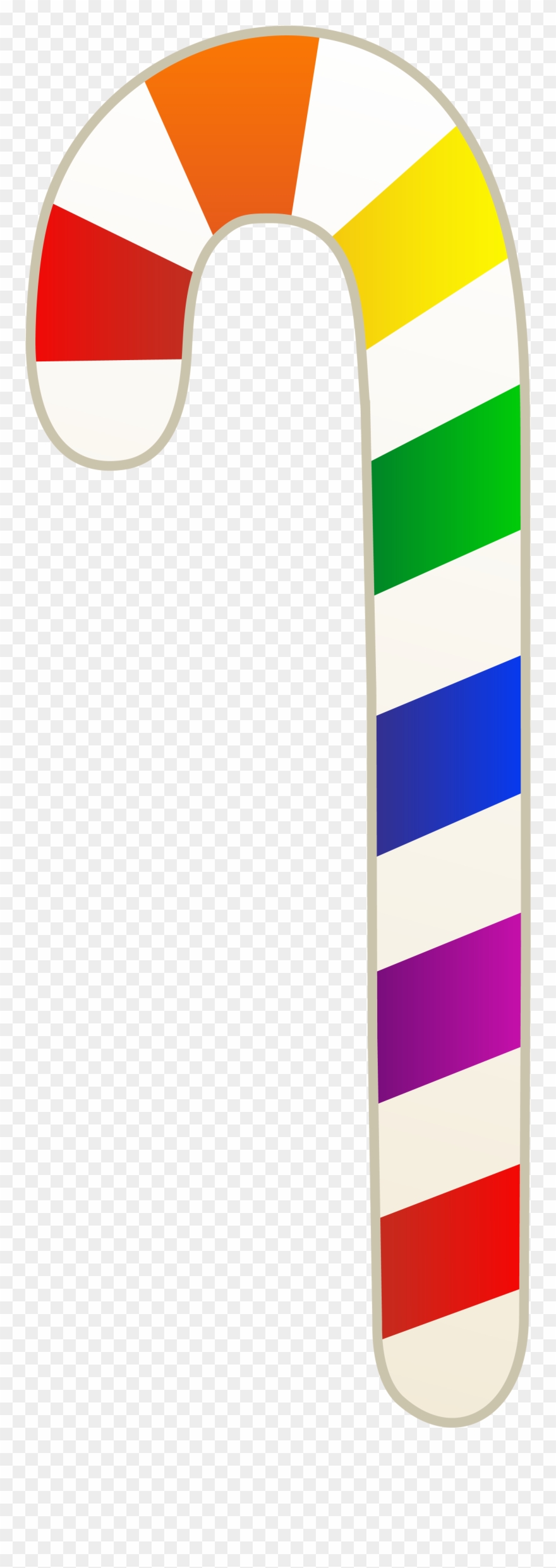 Rainbow Colored Candy Cane - Colorful Candy Cane Clipart - Png Download