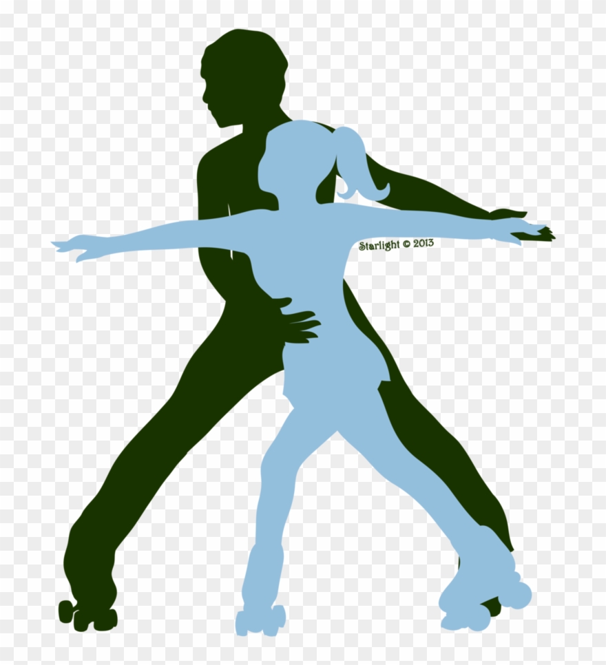 Roller Skating Pair Silhouette By Starlight Sl - Silueta Patinaje Artistico Sobre Ruedas Clipart