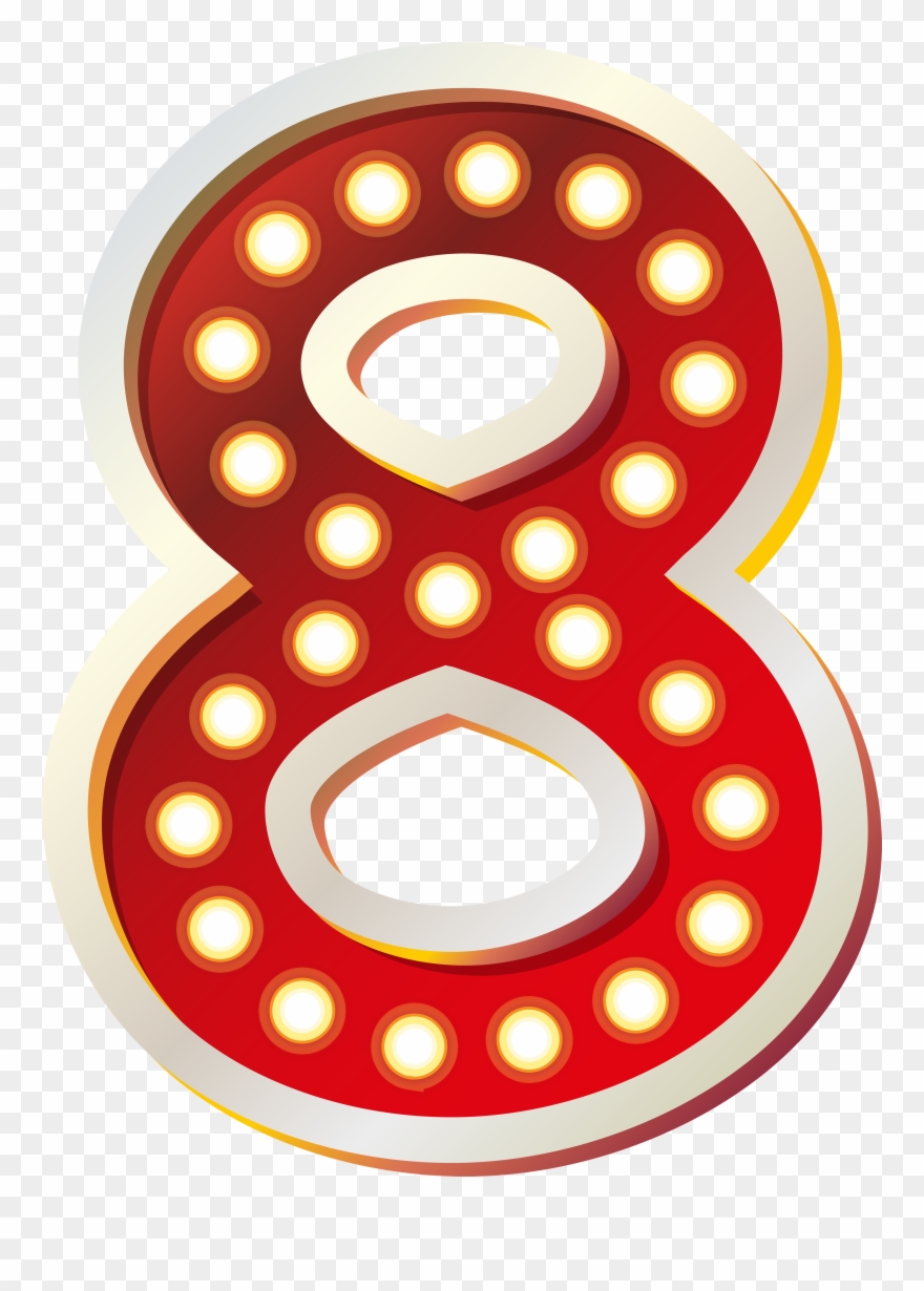 Red Number Eight With Lights Png Clip Art Imageu200b - Number Eight Clipart Transparent Png