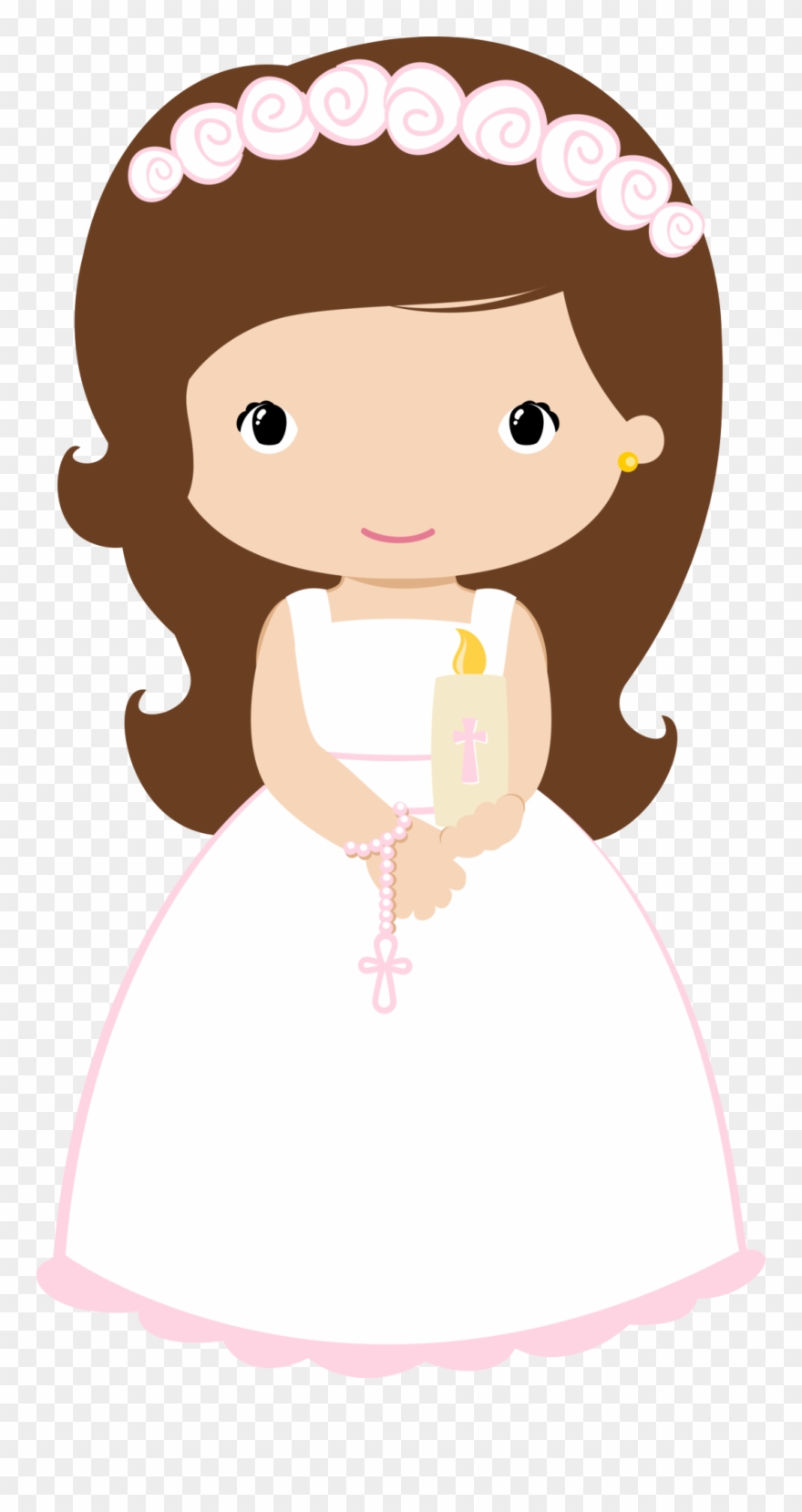Girl With Candle And Rosary - Niña Primera Comunion Png Clipart