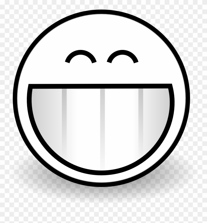 Smiley Face Black And White Clipart Free Happy Faces - Smiley Face Grin Black And White - Png Download