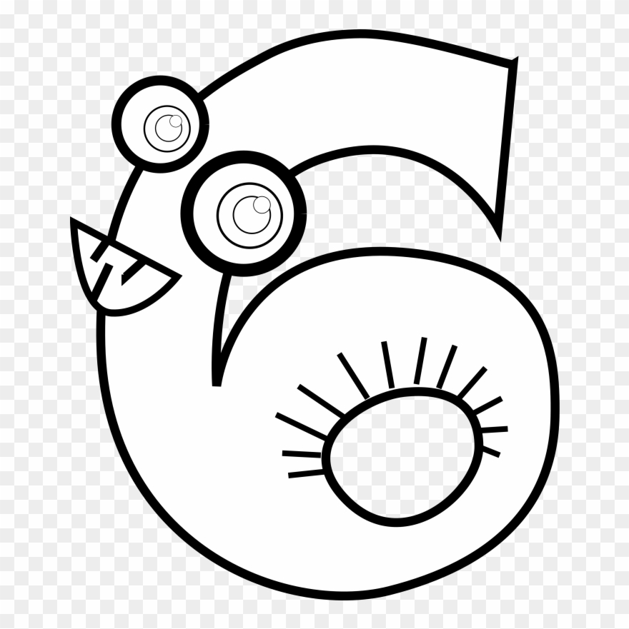 Clipart - Number 6 Clipart Black And White - Png Download