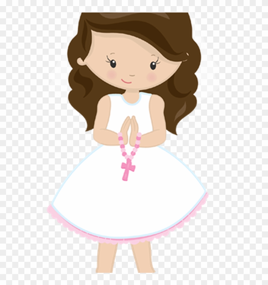 Babyface 66 Communion Baptism Invitations With Clipart - First Communion Girl Clipart - Png Download