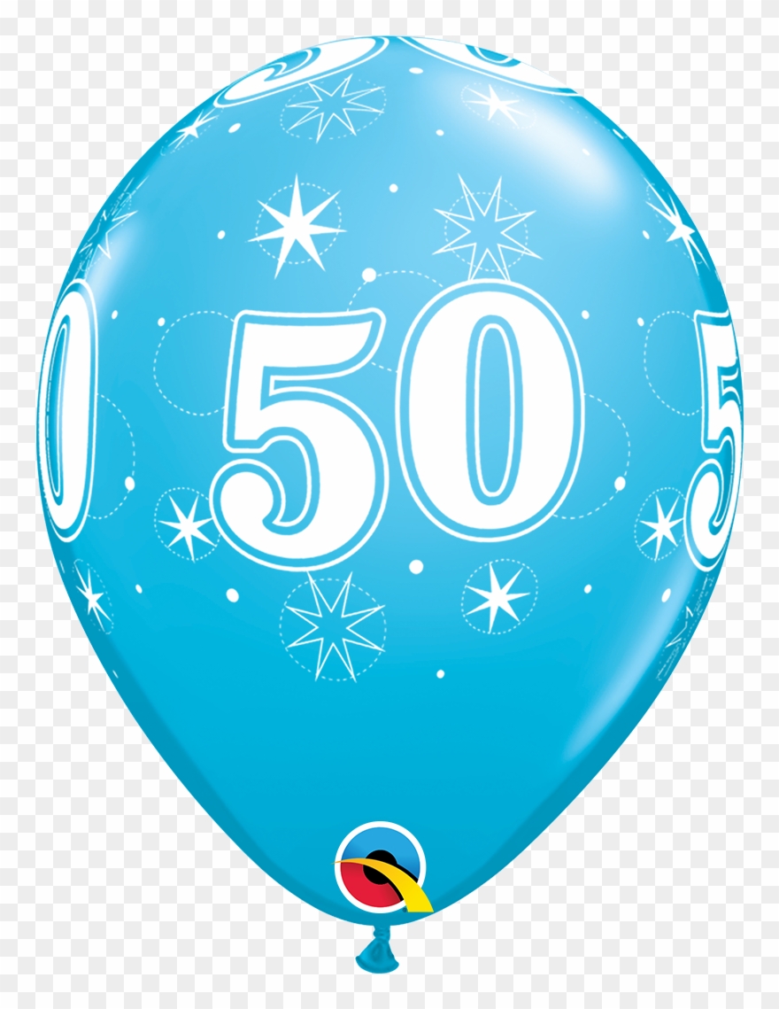 Robins Egg Blue 50th Birthday Latex Balloons - Blue 50th Birthday Balloons Clipart